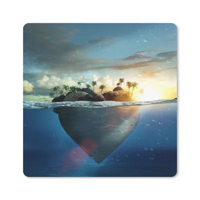 Produktbild von MuchoWow® Mauspad Mousepad Meer - Insel - Herz 30x30 cm - Mousepads - Maus Mat - Pad - Mausunterlage - Gaming
