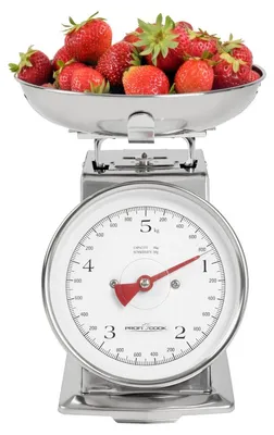 Analoge Küchenwaage bis 5 kg, Retro-Design, Edelstahl, Tara