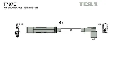 Immagine prodotto di TESLA T797B Set di cavi d'accensione Set di cavi d'accensione per KIA SPORTAGE (K00)