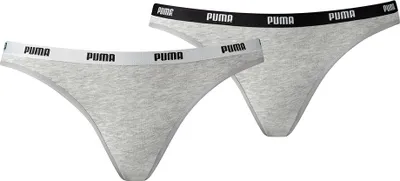 Produktbild von PUMA Damen Bikini Slip - Iconic, Soft Baumwolle Modal Stretch, 2er Pack Grau M
