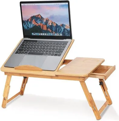 Produktbild von Famanu Klapptisch für Laptop und Tablet - Verstellbare Laptop-Bedtafel mit Lade