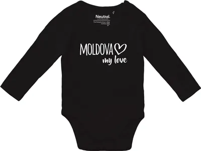 Produktbild von Huuraa Baby Body Moldova my love 80 Black  Baumwolle Fairtrade Langarmbody Geschenkidee