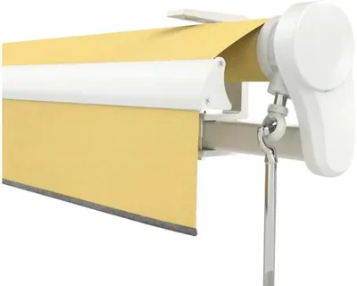Produktbild von Soluna Gelenkarmmarkise Trend 6x3,5 Stoff Dessin U415 Gestell RAL 9010 reinweiß Antrieb Rechts inkl. Motor, Wandschalter