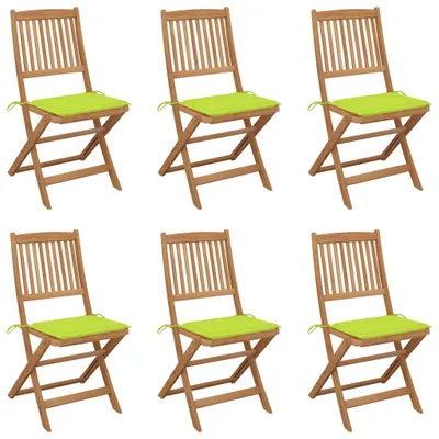Produktbild von Klappbare Gartenstühle 6 Stk. mit Kissen Massivholz Akazie