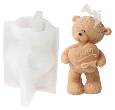 Imagen del producto de Solidchoice - Molde de silicona 3D para velas con forma de oso, ideal para manualidades y creación de velas hechas a mano