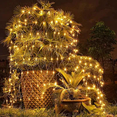 Obrázok produktu pre Eikuavons LED svetelný reťazec, sieťový, 200 LED, 3 x 2 m, teplá biela, IP44, 8 režimov s pamäťou, vhodný do záhrady, na balkón alebo na Vianoce