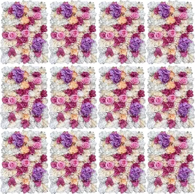 Produktbild von Blumenpaneele 12 Stück Künstliche Blumen Säule 60*40cm Blumenwand Rosenwand Deko für Hochzeit Party Blumenhintergrund DIY Blumenwandseide Hortensienwand