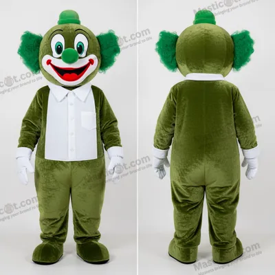 Productafbeelding van Olifgroene Clown Mascotte MASTICOT met Cartoonuitstraling