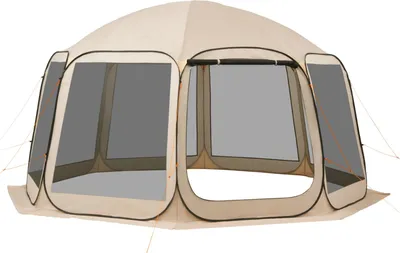 Produktbild von SucceBuy Campingzelt, 457,2x420,6x245 cm, geräumiges Zelt für 12–15 Personen, Pop-Up Zelt mit Tragetasche, Netz-Seitenwänden und Heringen, ideal für Garten, Terrasse und Outdoor-Aktivitäten, Beige
