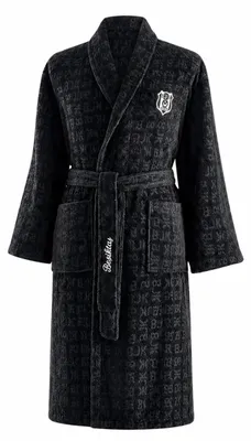 Produktbild von Taç Beşiktaş JK Jacquard Shawl Collar Bathrobe – Bathrobe Made of 100% Baumwolle – Woven Club Pattern & Logo Embroidery