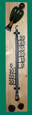 Produktbild von Ganzjahresdekoration Thermometer mit Grünspecht Höhe 72cm NEU
