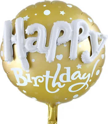 Produktbild von Folienballon Happy Birthday rund 3D Schrift 60 x 68 cm, Gold