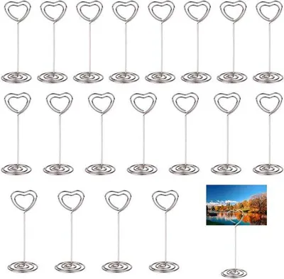 Produktbild von Unyqoos® Herz-Fotohalter 20er Set – Karten- & Fotohalter mit Spiralfuß, Tischkarten- und Memo-Clips für Hochzeit, Geburtstag, Büro