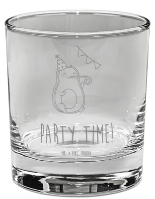 Produktbild von Mr. & Mrs. Panda Whiskyglas Avocado Party Zeit - Transparent - Geschenk, Tumbler Glas, Schulabschluss, Geburtstag, Whiskeyglas, Genießen, Gravur, Old Fashioned