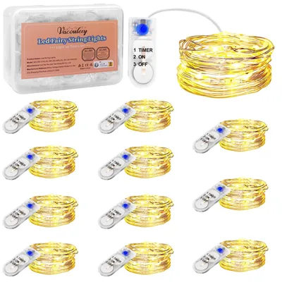 LED-Lichterkette 2 m, 20 warmweiße LEDs, batteriebetrieben, Timer, IP65
