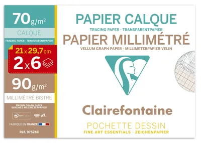 Obrázek produktu pro Clairefontaine 97528C, A4 (210x297 mm), 70 g/m², 6 listy, Průhledná