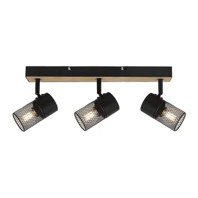 Imagen del producto de Rabalux 71153, foco de techo con 3 focos, modelo Metta, casquillo E14, madera, color marrón-, forma redonda, estilo industrial, diámetro 60 mm