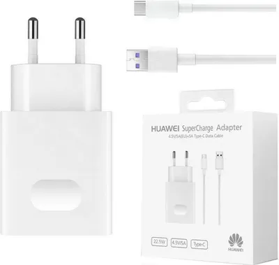 Image de Huawei Adaptateur secteur USB Chargeur Super Charger + câble de charge type C blanc, 5A, AP81 Original, Universel, Blister