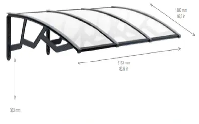 Obrázek produktu pro Vchodová stříška 120x210cm, čirá