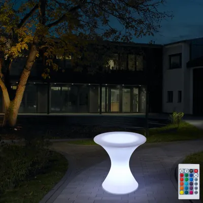 Zdjęcie produktu dla Nowe oświetlenie ogrodowe LED Świecący stolik fotel Ekonomiczny z pilotem. Akumulator RGBW Regulowana jasność Nowy elegancki okrągły stół YXF-6060