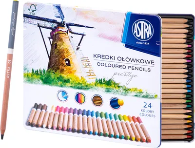 Produktbild von Astra Zedernholzstifte, 24 Farben, Metallverpackung, 312117002
