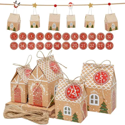Produktbild von DIY Adventskalender zum Befüllen: 24 Häuser mit Zahlenaufklebern