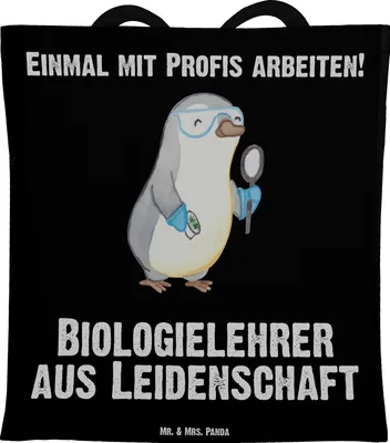 Produktbild von Mr. & Mrs. Panda Tote Bag Biologielehrer Leidenschaft - Schwarz - Geschenk, Biologie, Grundschule, Einkaufstasche, Tasche, Lustig, Unitasche, canvas, Jutebeutel, Spruch