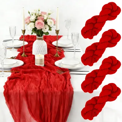 Image de Ensemble de 4 nappes transparentes de style rustique, idéales pour les mariages et les fêtes