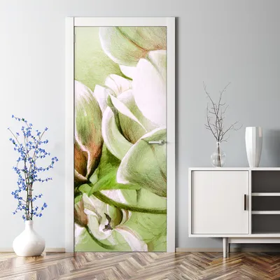 Produktbild von Dekorative Tür dekoration selbstklebend Klebefolie Türaufkleber Türtapete Magnolienblüten 85 x 200 cm