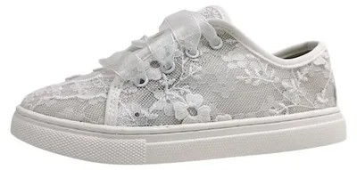 Immagine prodotto di Jela, scarpe per bambini, modello scarpe basse da ginnastica per bambine, con lacci, stile sportivo, colore bianco, adatte per il tempo libero
