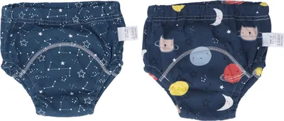 Zdjęcie produktu dla 2 PC niemowlęca bielizna treningowa Pantwatte Bawełna Mocno chłonna, nadająca się do prania, elastyczna bielizna dziecięca wielokrotnego użytku z wzorem gwiaździstego nieba