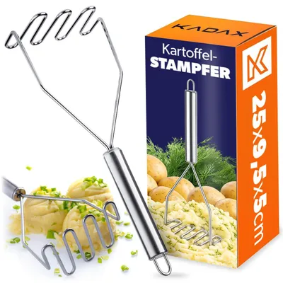 Produktbild von KADAX Kartoffelstampfer, Küchenstampfer aus Edelstahl, 25 cm, Gemüsestampfer mit ovalem Griff