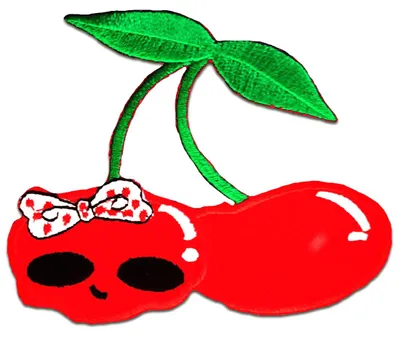 Produktbild von Kirsche Mit Totenkopf - Aufnäher, Bügelbild, Aufbügler, Applikationen, Patches, Flicken, Zum Aufbügeln, Größe: 9,5 x 7,5 cm