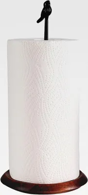Produktbild von Küchenrollenhalter Küchenpapierhalter Design süßer Vogel, stehend freistehend ohne Bohren, aus Massiv Holz und Metall, Stabil Rostfrei, Küchenrollenständer Papierrollenhalter