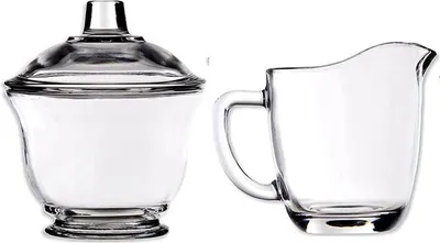 Produktbild von Milch- und Zuckerset aus Glas mit Milchkännchen (170 ml) und Zuckerdose (170 ml) mit Deckel