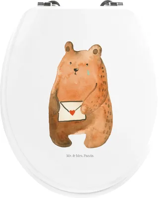 Produktbild von Mr. & Mrs. Panda WC Brille Bär Liebesbrief - Weiß - Geschenk, Teddy, Klo-Deckel, klo deckel, Freundin, Sitz, Vermissen, WC-Sitz, Partner, Freund, Sehnsucht