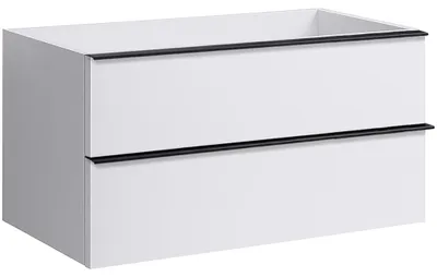 Obrázok produktu pre CERANO – Kúpeľňová skrinka pod umývadlo s úchytkou Velora – biela matná, čierna úchytka – 79 x 53 x 46,5 cm
