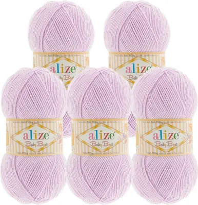 Produktbild von 5 x 100g Strickgarn ALIZE Baby Best uni Babywolle Wolle Antipilling 44 Farben
