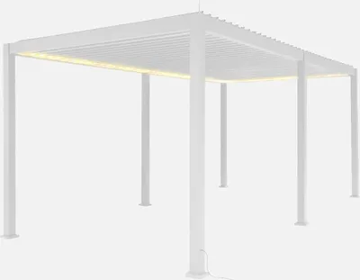 Produktbild von sweeek - Pergola mit motorisiertem Lamellendach und LED-Beleuchtung Triomphe 3x6m - Weiß
