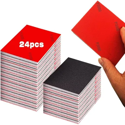 Zdjęcie produktu dla Zestaw szlifierki gąbczastej, 24 sztuki, P600, do użytku na mokro i sucho, do szlifowania drewna, metalu i mebli, do polerowania