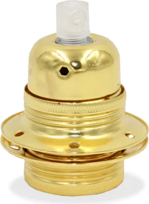 Produktbild von E27 Fassung mit Außengewinde & Stein & 2 Stellringe & transparenter Zugentlastung | Metall | Gold