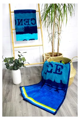 Produktbild von Strandtuch 90x180 cm Badetuch Strandlaken Handtuch 100% Baumwolle Velours Frottier Pflegeleicht (Chill)