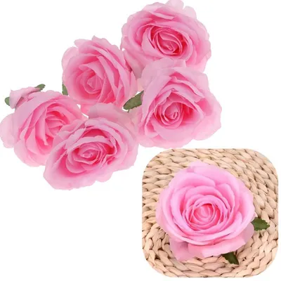 Produktbild von Künstliche Rosenköpfe für Dekorationsarrangements, 5 Stück - Rosa