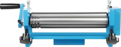 Image de Machine de pliage de tôles SJ300 - Machine de pliage circulaire manuelle / Rouleau de formage - Pour tôles et fils - Jusqu'à 0,8 mm pour l'acier inoxydable, 2 mm pour l'aluminium - Fil de diamètre 5 mm - Argent/Bleu