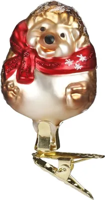 Produktbild von Christbaumschmuck Glas Igel mit Schal auf Clip 6cm Braun