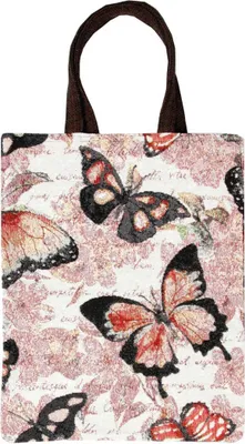 Obrázek produktu pro Nákupní taška "Butterflies", ekologická gobelínová taška (32x40 cm), bavlněná taška, odolná a neroztrhnutelná nákupní taška
