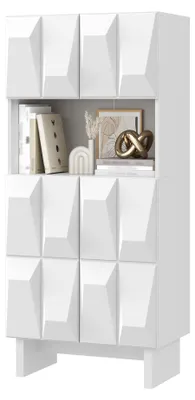 Image de Vitrine/Meuble d'exposition, fabriqué en panneaux de particules, avec relief, 4 portes, un compartiment ouvert et une étagère réglable
