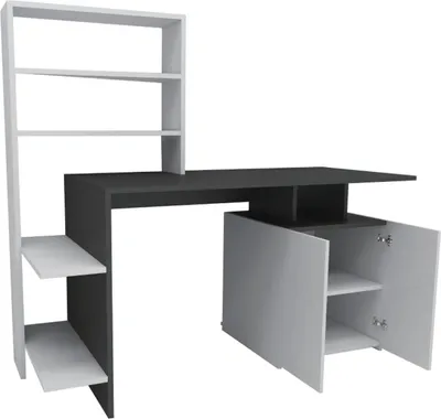 Image de Bureau en bois "Melis " - 146 x 60 x 128 cm - Blanc Anthracite