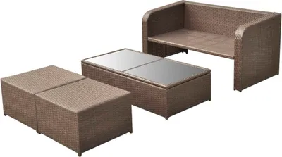 Obrázek produktu pro vidaXL 4dílná zahradní lounge souprava s polštáři Poly ratan hnědá