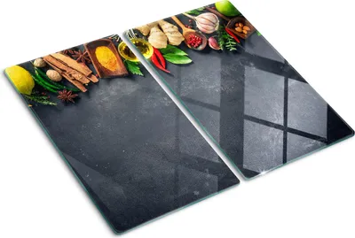 Obrázek produktu pro Kryt varné desky – Kryt na indukční desku – Ochranná skleněná deska – 2x30x52 cm– Skleněné ochranné desky na sporák –Tvrzené sklo –Bylinky a koření